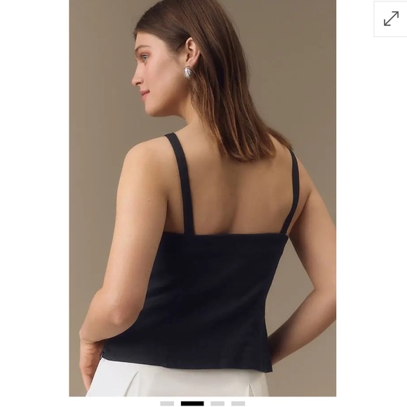 Anthropologie Black Square Neck Linen Top - Picture 3 of 8